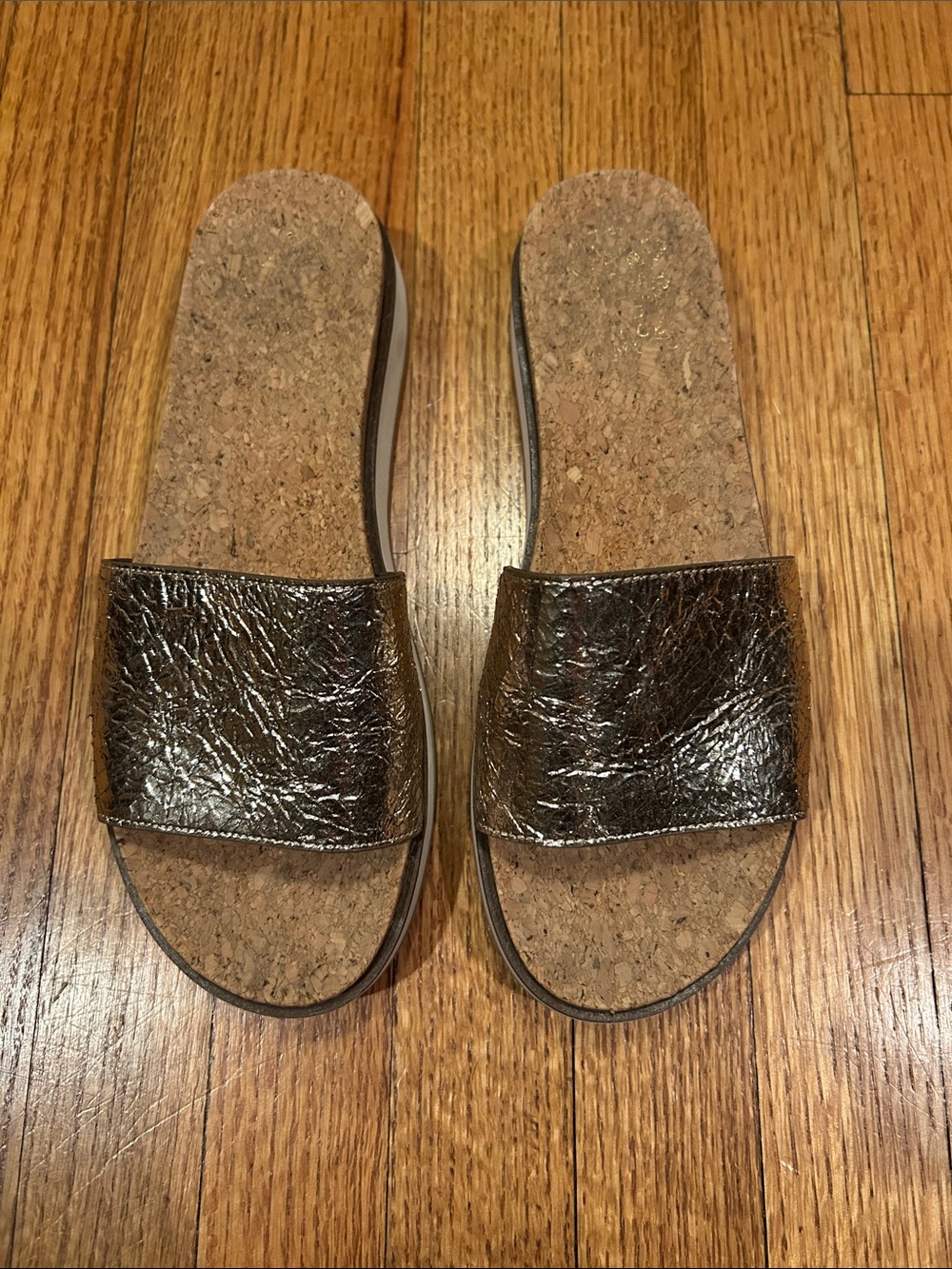Vince Camuto Metallic Bronze Slide Sandals Size 10